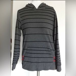Micros boys hoodie. Size:8. Color: gray with stripes.